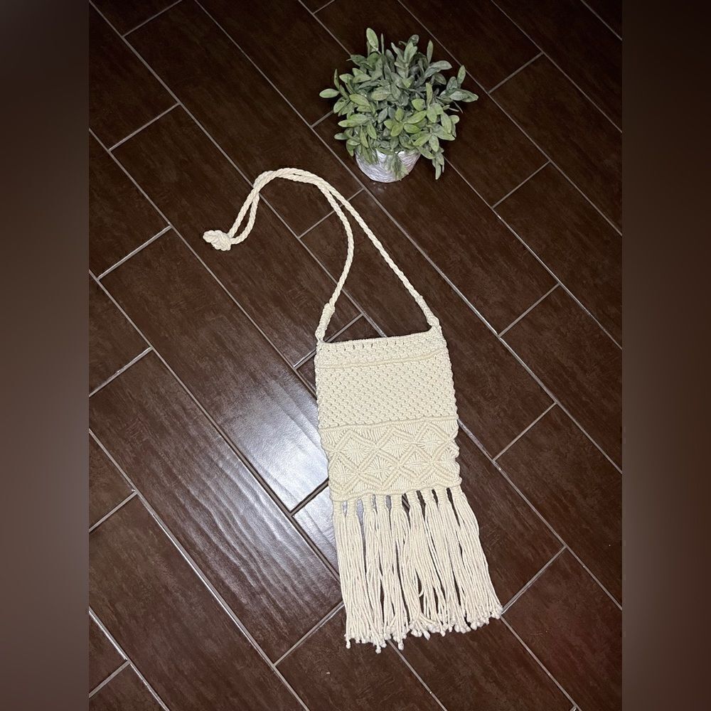 Accessories by Lindex Ivory Macrame crochet tasseled crossover